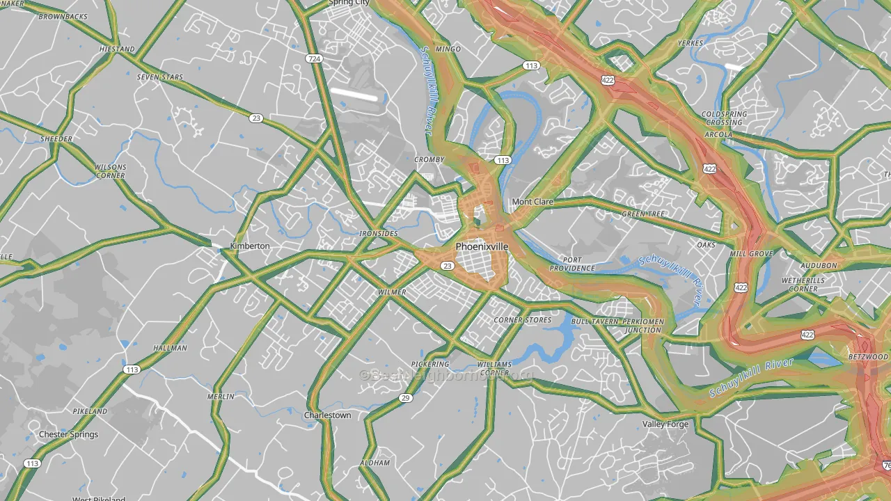 Phoenixville, PA Map of Noise Levels in Phoenixville