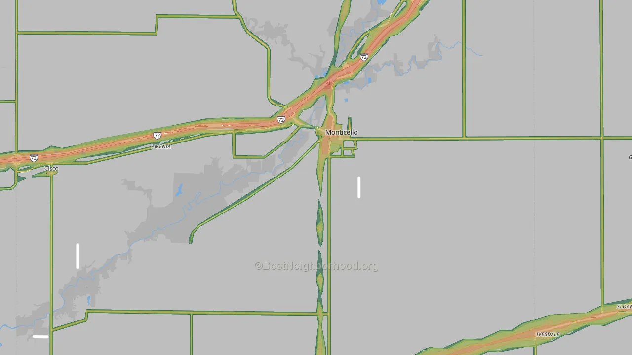 Piatt County, IL Map of Noise Levels in Piatt County