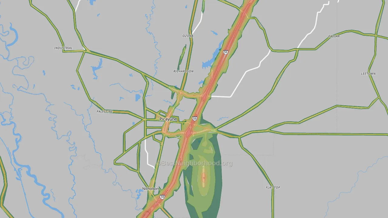 Picayune, MS Map of Noise Levels in Picayune
