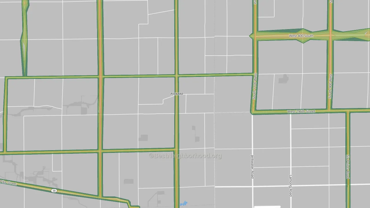 Pickard, IN Map of Noise Levels in Pickard