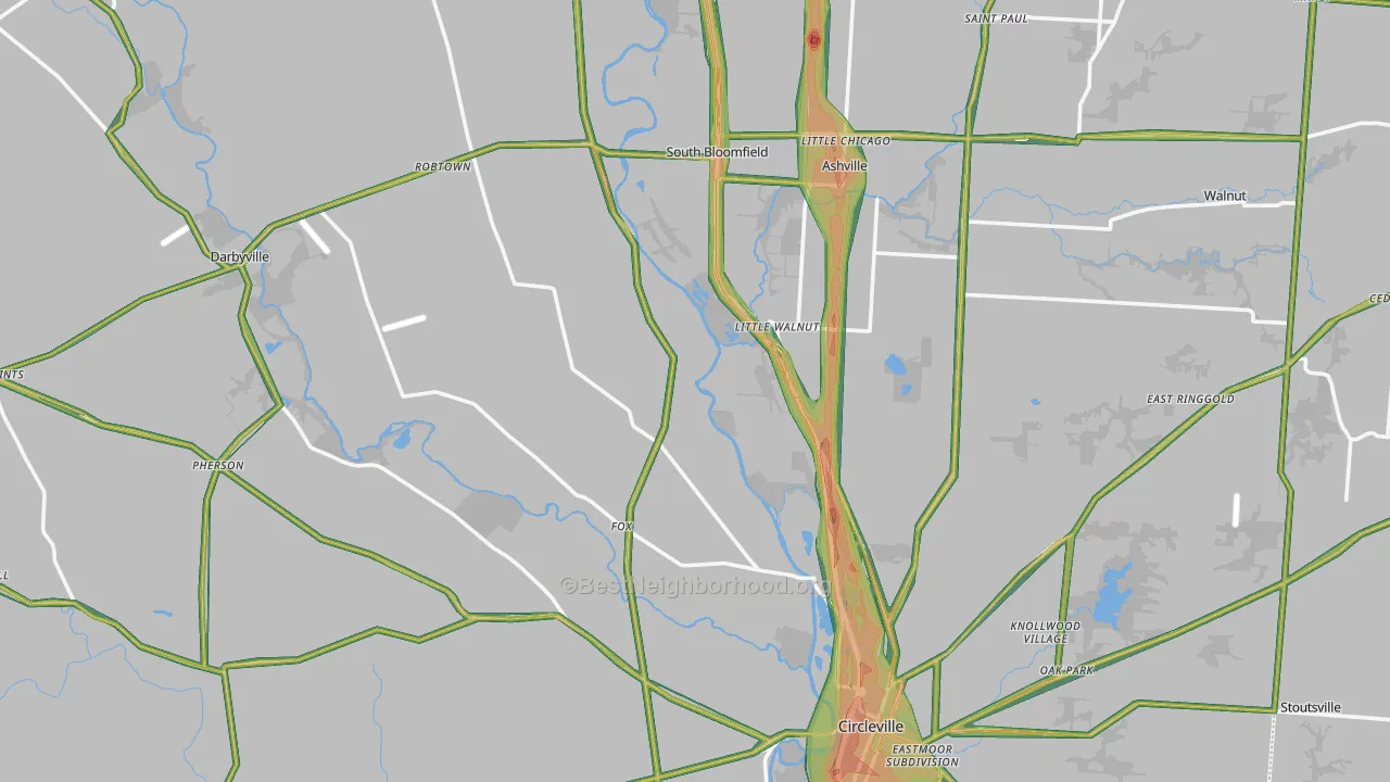 Pickaway County, OH Map of Noise Levels in Pickaway County