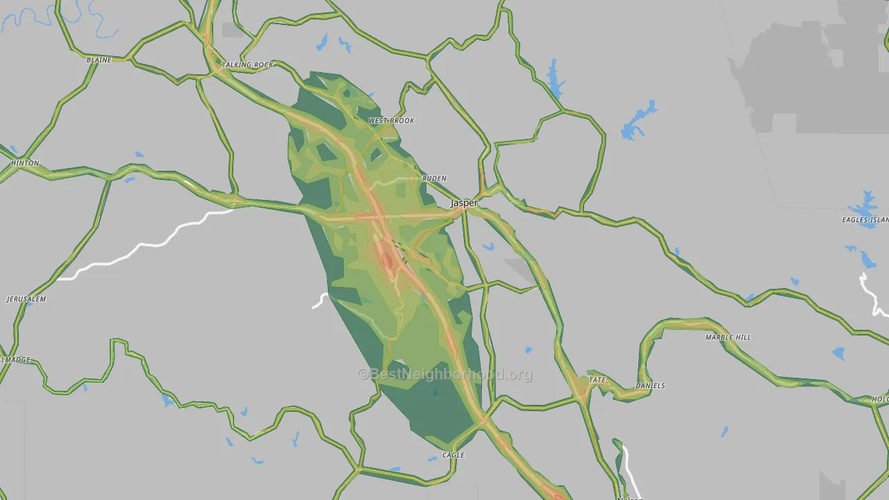Pickens County, GA Map of Noise Levels in Pickens County