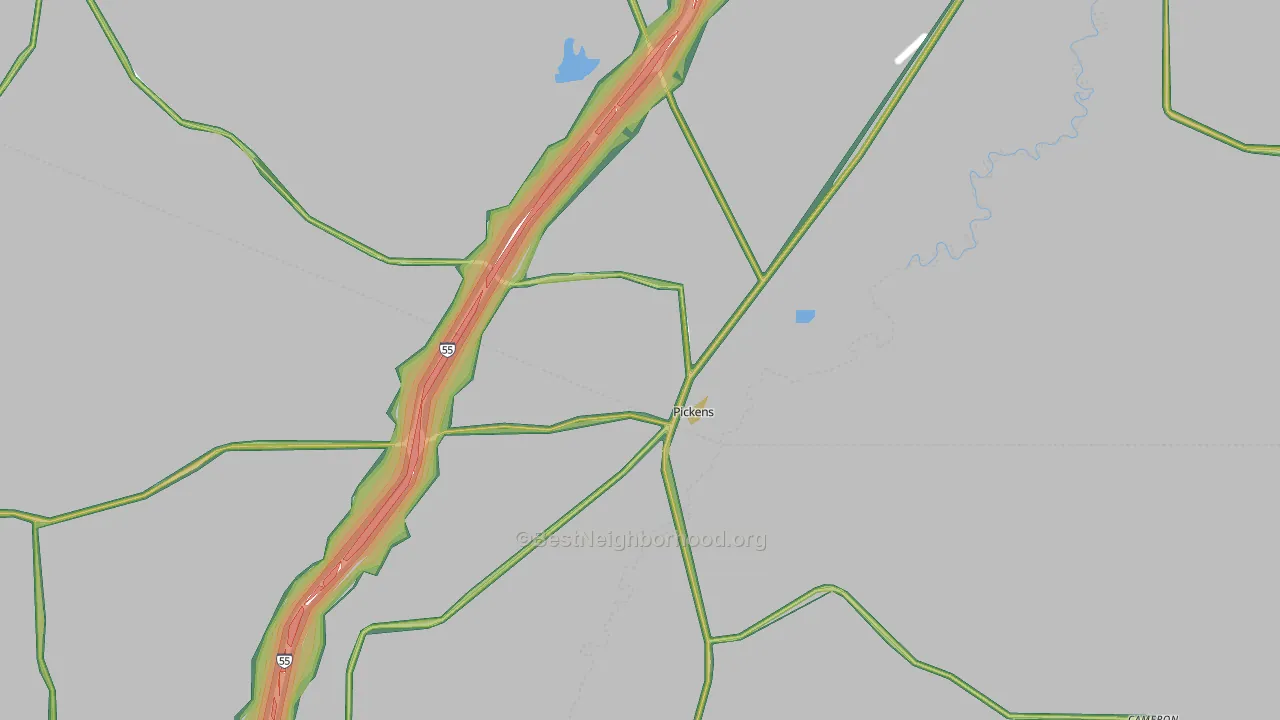 Pickens, MS Map of Noise Levels in Pickens