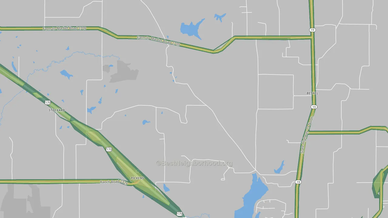 Pickens, TX Map of Noise Levels in Pickens
