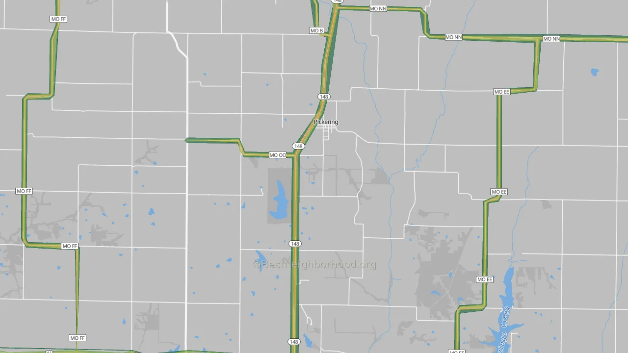 Pickering, MO Map of Noise Levels in Pickering