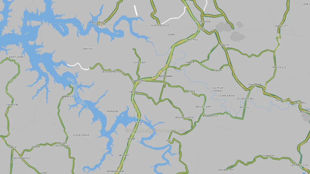 Pickett County, TN Map of Noise Levels in Pickett County