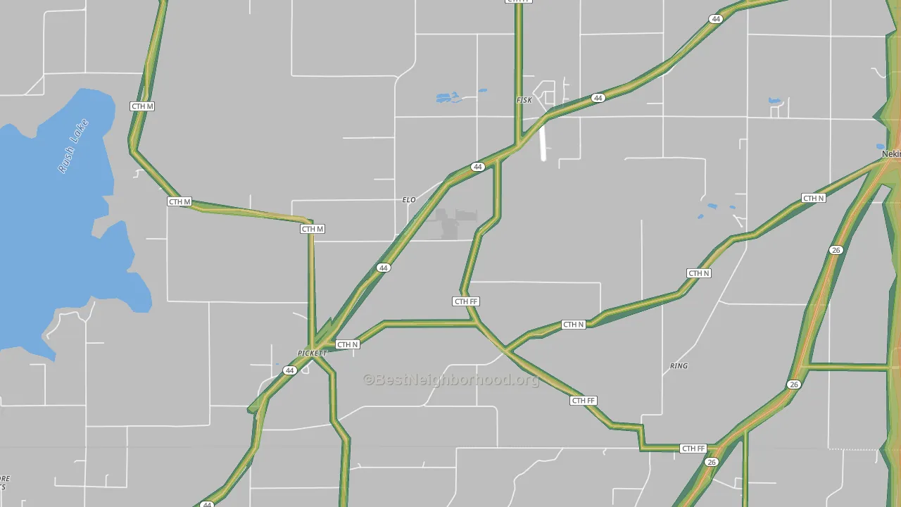 Pickett, WI Map of Noise Levels in Pickett