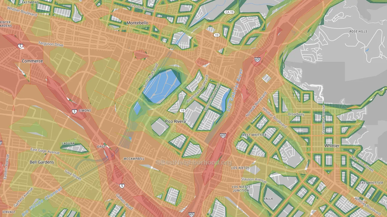 Pico Rivera, CA Map of Noise Levels in Pico Rivera