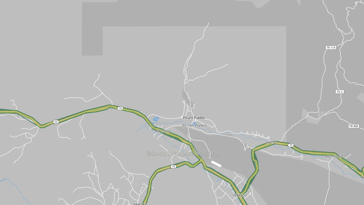 Picuris Pueblo, NM Map of Noise Levels in Picuris Pueblo