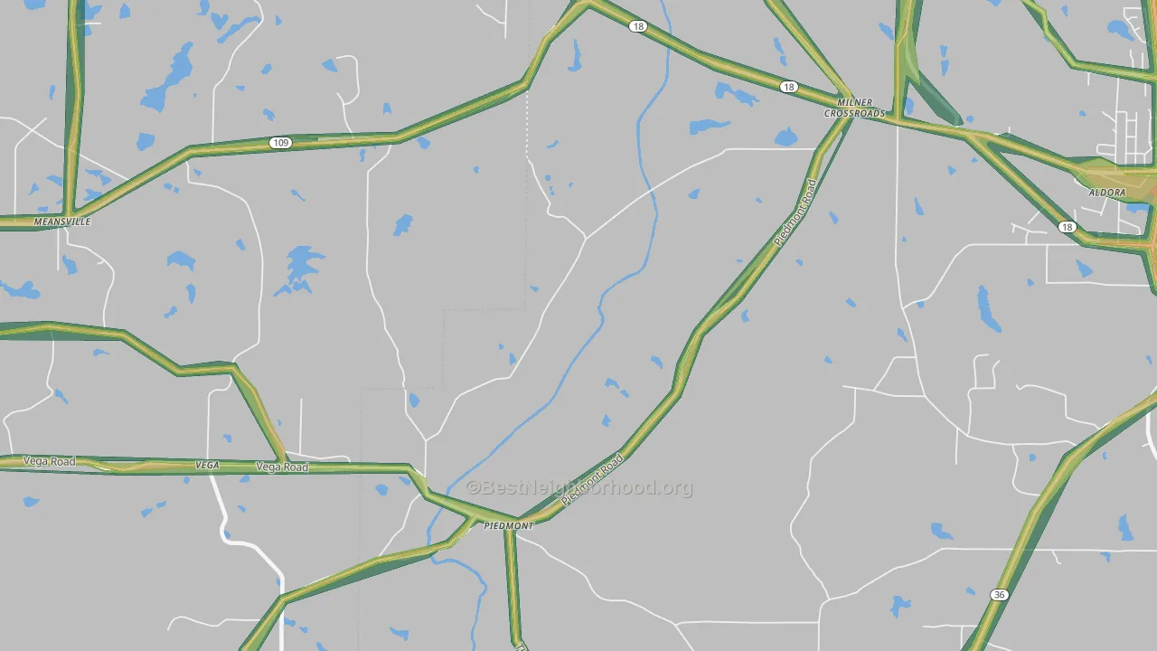 Piedmont, GA Map of Noise Levels in Piedmont