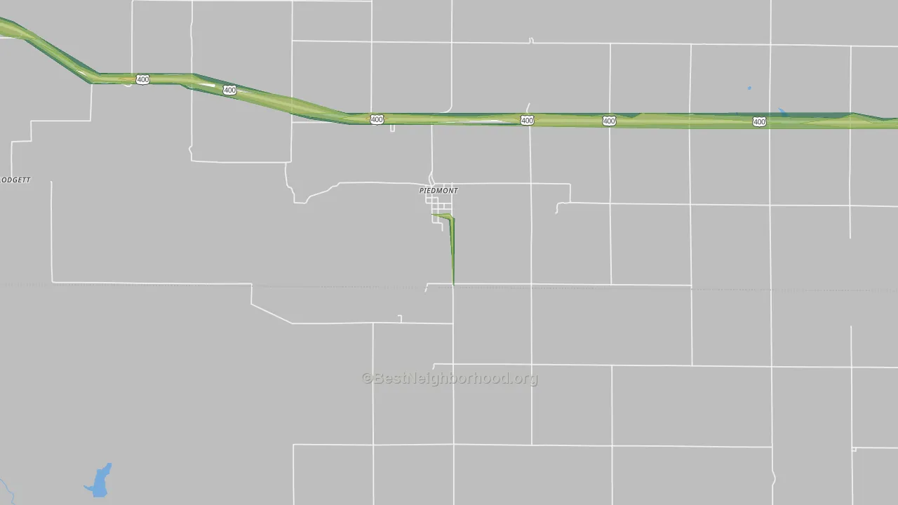 Piedmont, KS Map of Noise Levels in Piedmont
