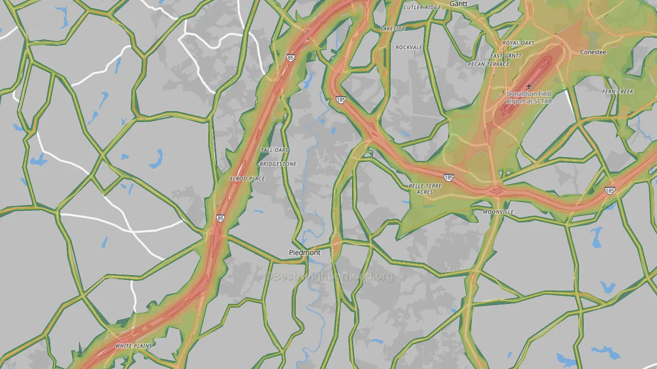 Piedmont, SC Map of Noise Levels in Piedmont