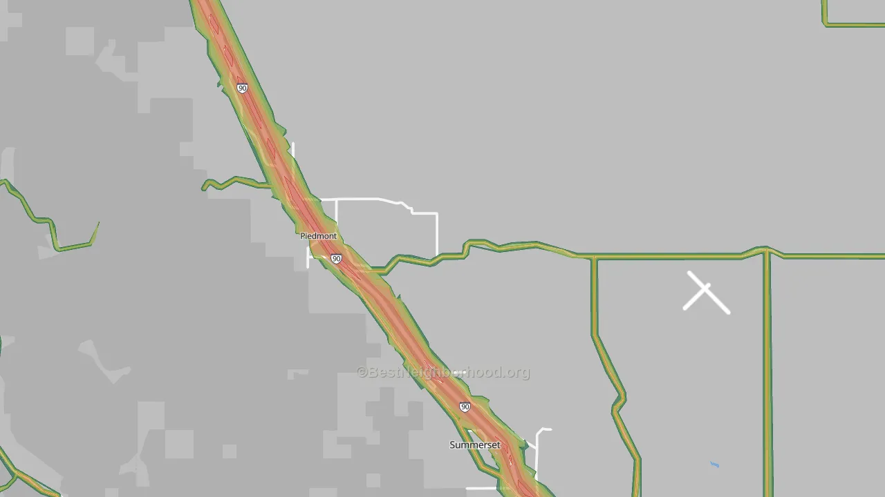 Piedmont, SD Map of Noise Levels in Piedmont