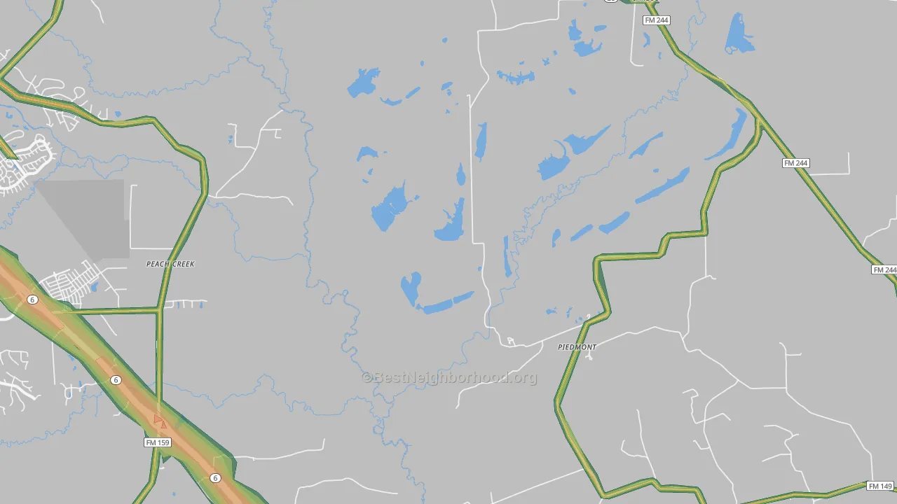 Piedmont, TX Map of Noise Levels in Piedmont