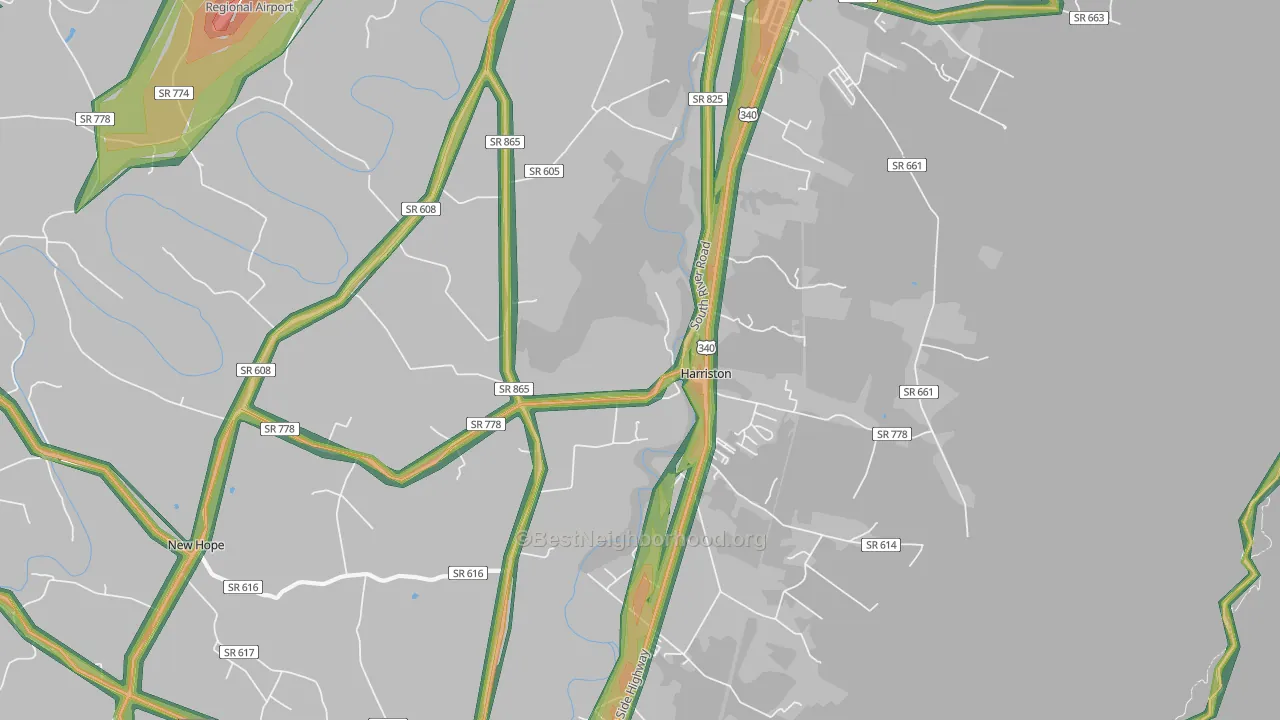 Piedmont, VA Map of Noise Levels in Piedmont