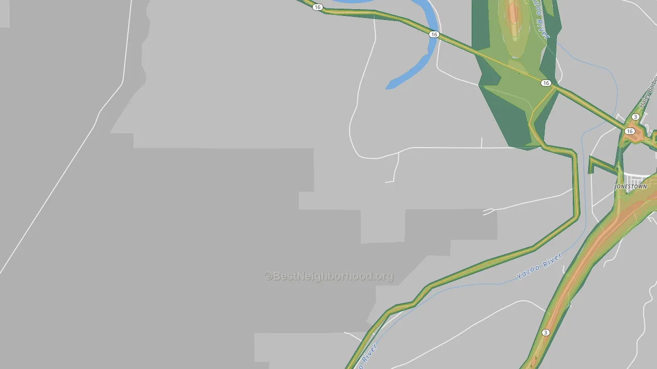 Pierce Crossroad, MS Map of Noise Levels in Pierce Crossroad