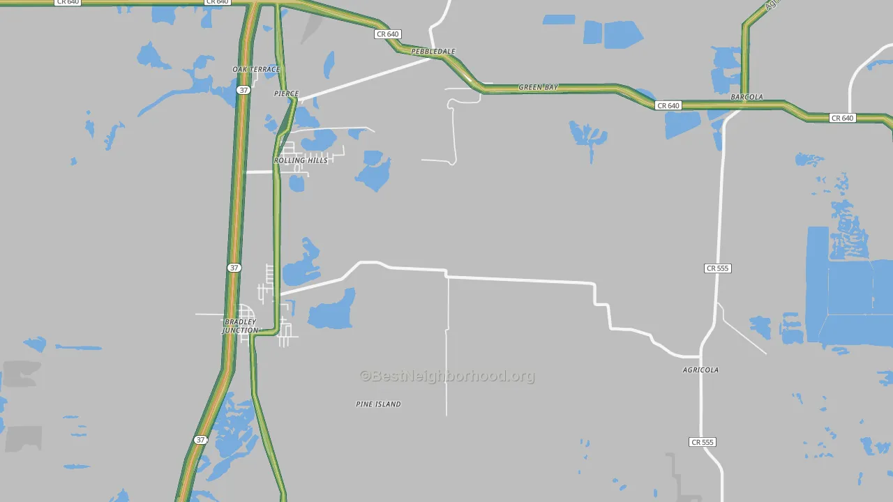 Pierce, FL Map of Noise Levels in Pierce