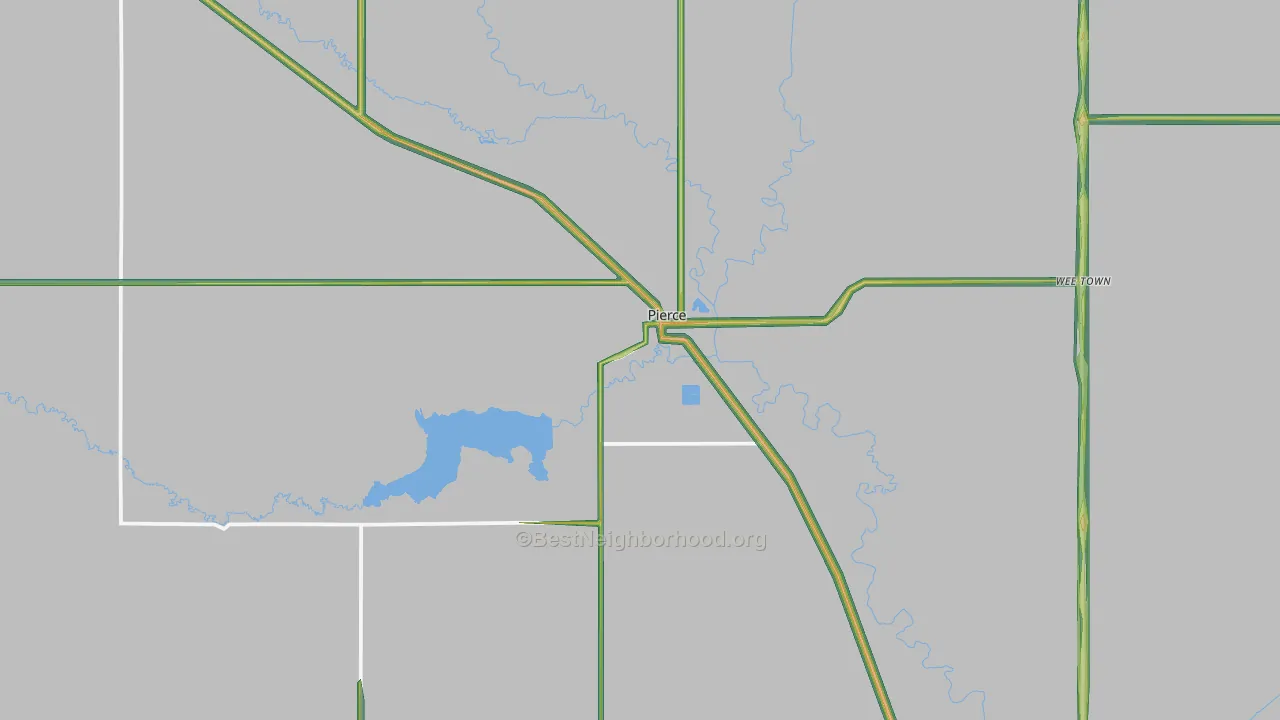 Pierce, NE Map of Noise Levels in Pierce