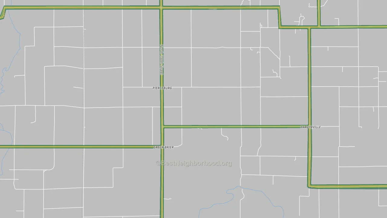 Pierceburg, IL Map of Noise Levels in Pierceburg