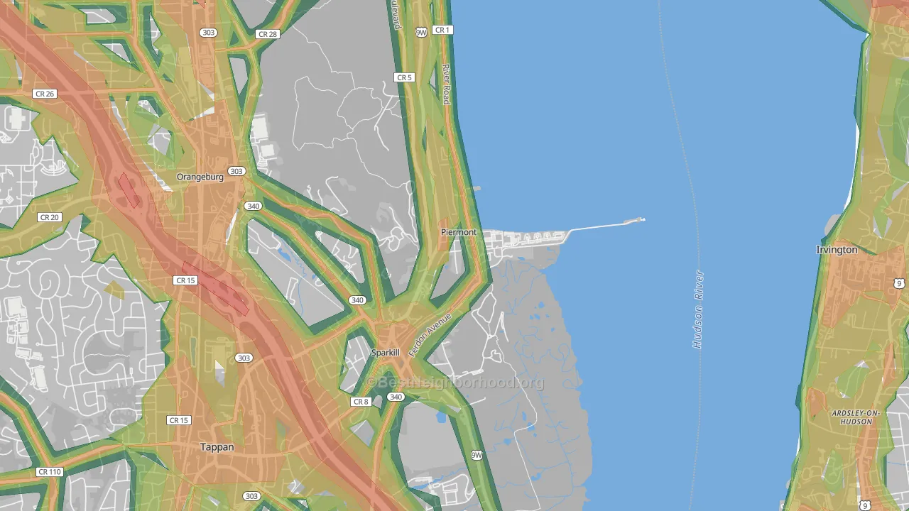 Piermont, NY Map of Noise Levels in Piermont