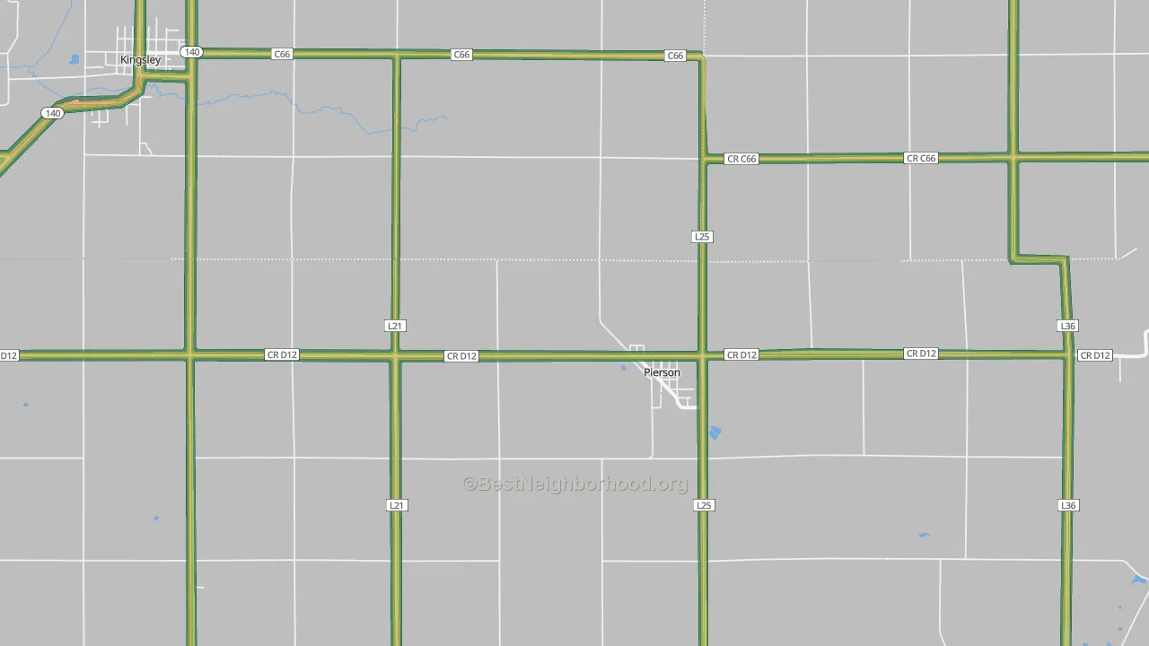 Pierson, IA Map of Noise Levels in Pierson