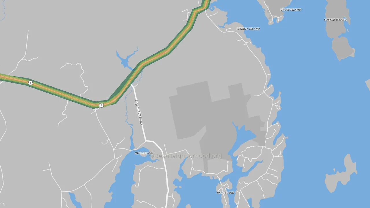 Pigeon Hill, ME Map of Noise Levels in Pigeon Hill