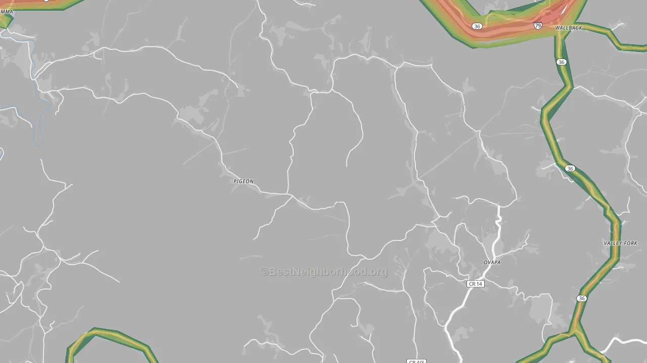 Pigeon, WV Map of Noise Levels in Pigeon