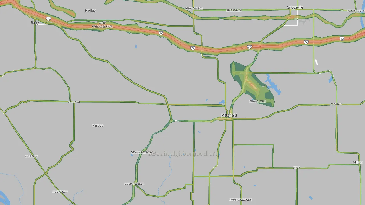Pike County, IL Map of Noise Levels in Pike County