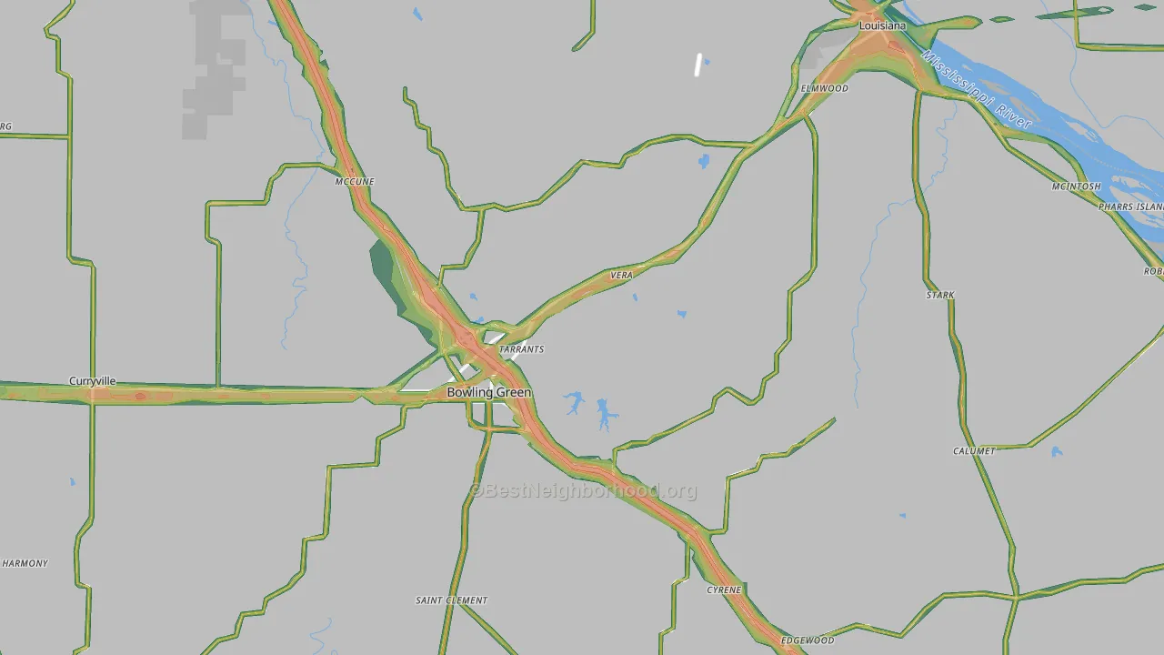 Pike County, MO Map of Noise Levels in Pike County