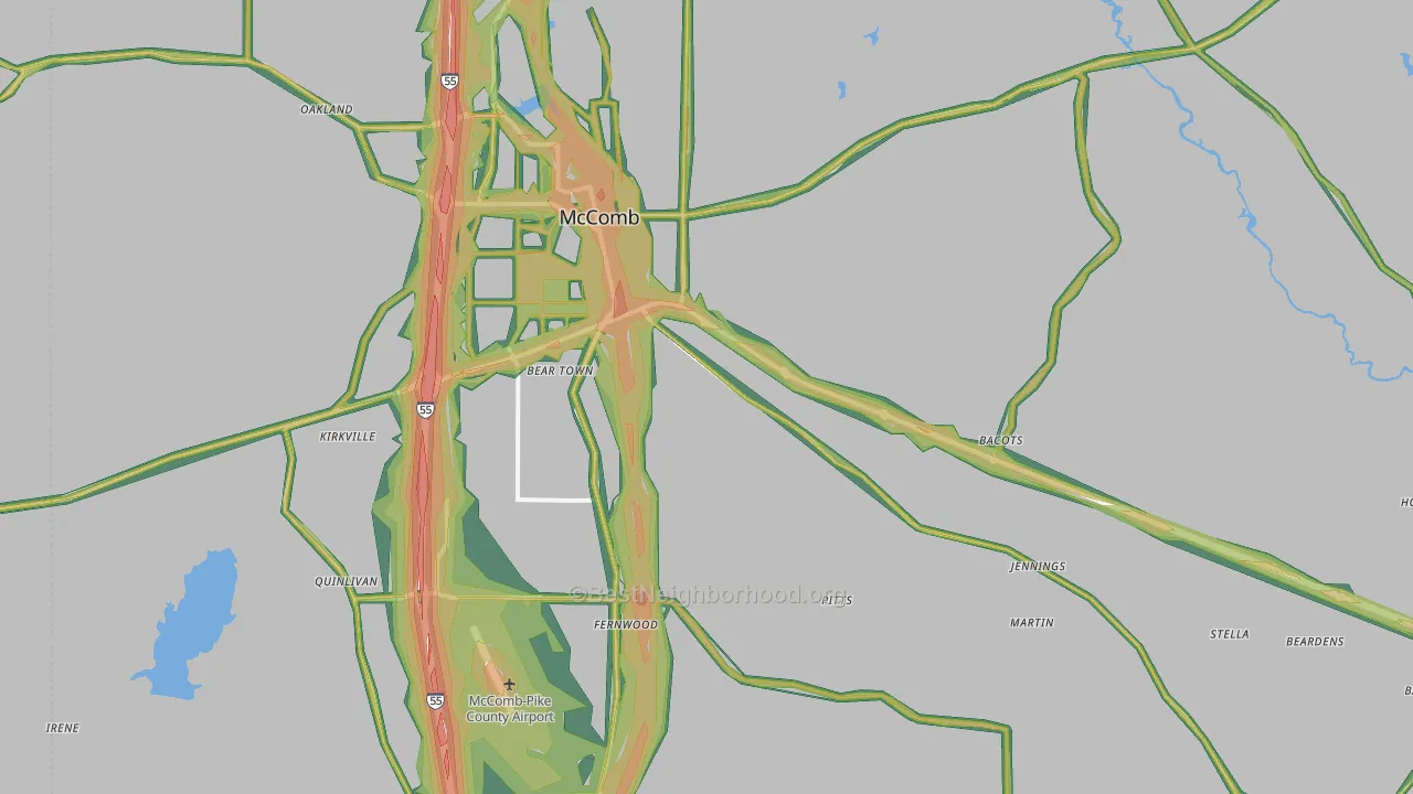 Pike County, MS Map of Noise Levels in Pike County