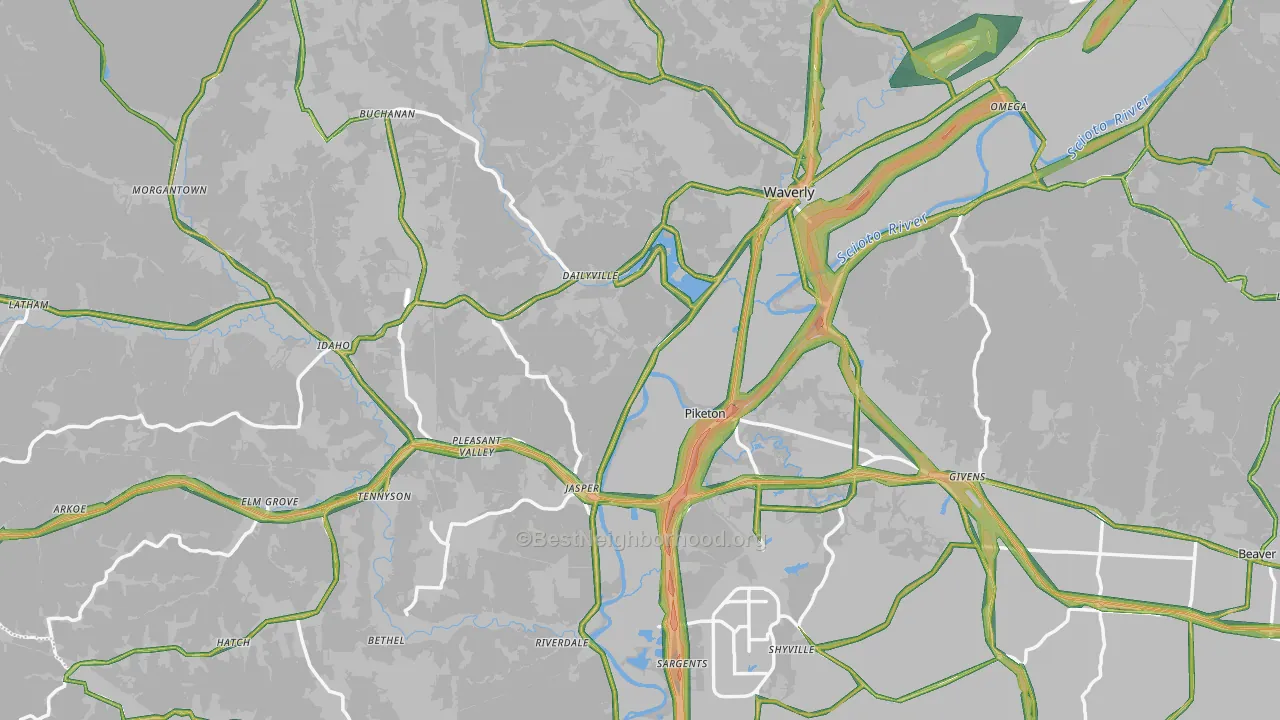 Pike County, OH Map of Noise Levels in Pike County