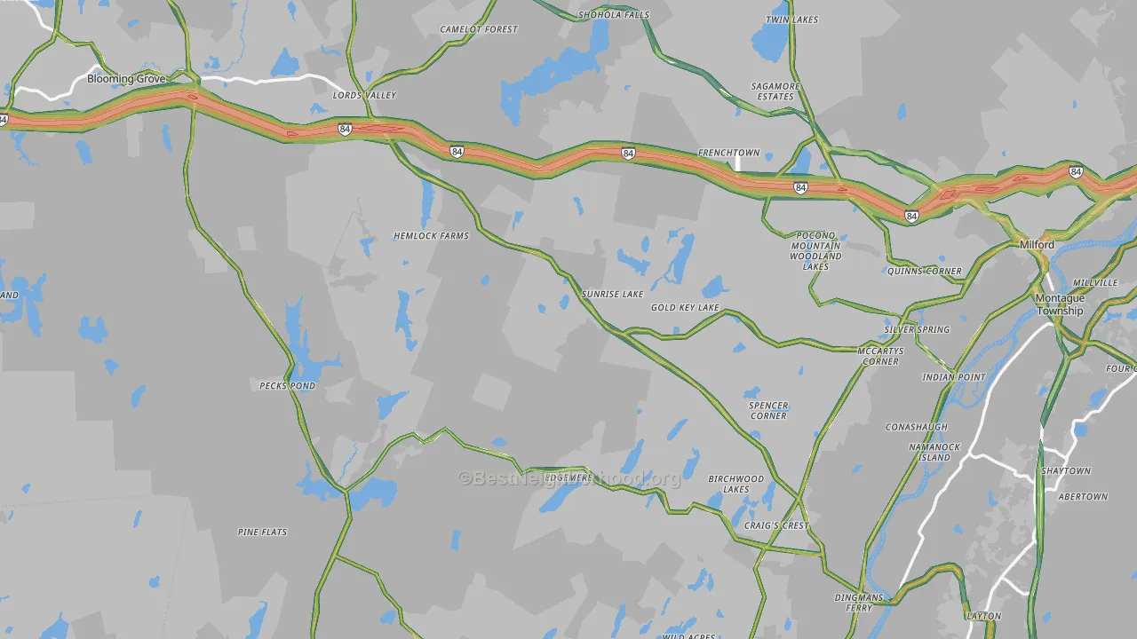 Pike County, PA Map of Noise Levels in Pike County
