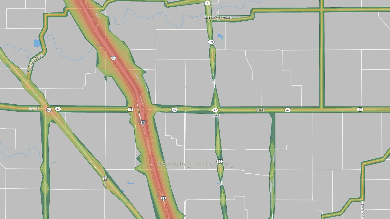 Pike, IN Map of Noise Levels in Pike