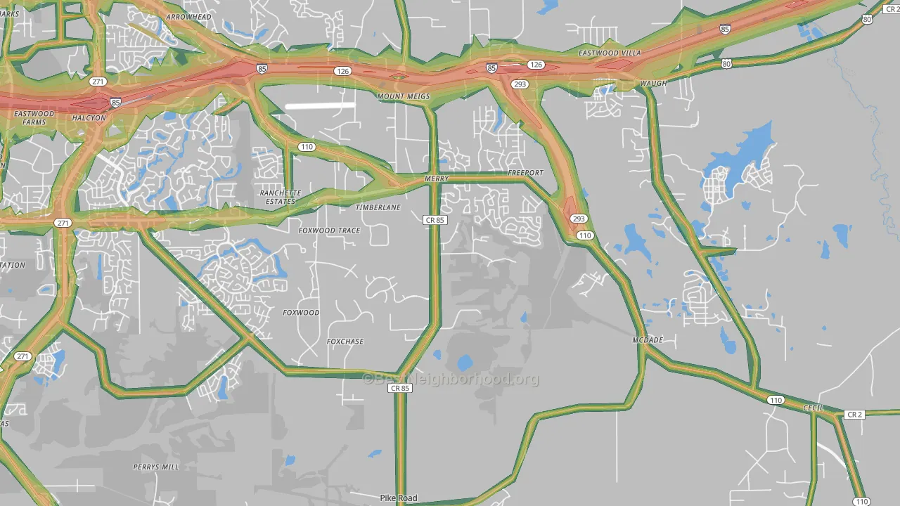 Pike Road, AL Map of Noise Levels in Pike Road