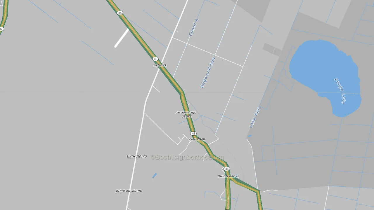 Pike Road, NC Map of Noise Levels in Pike Road