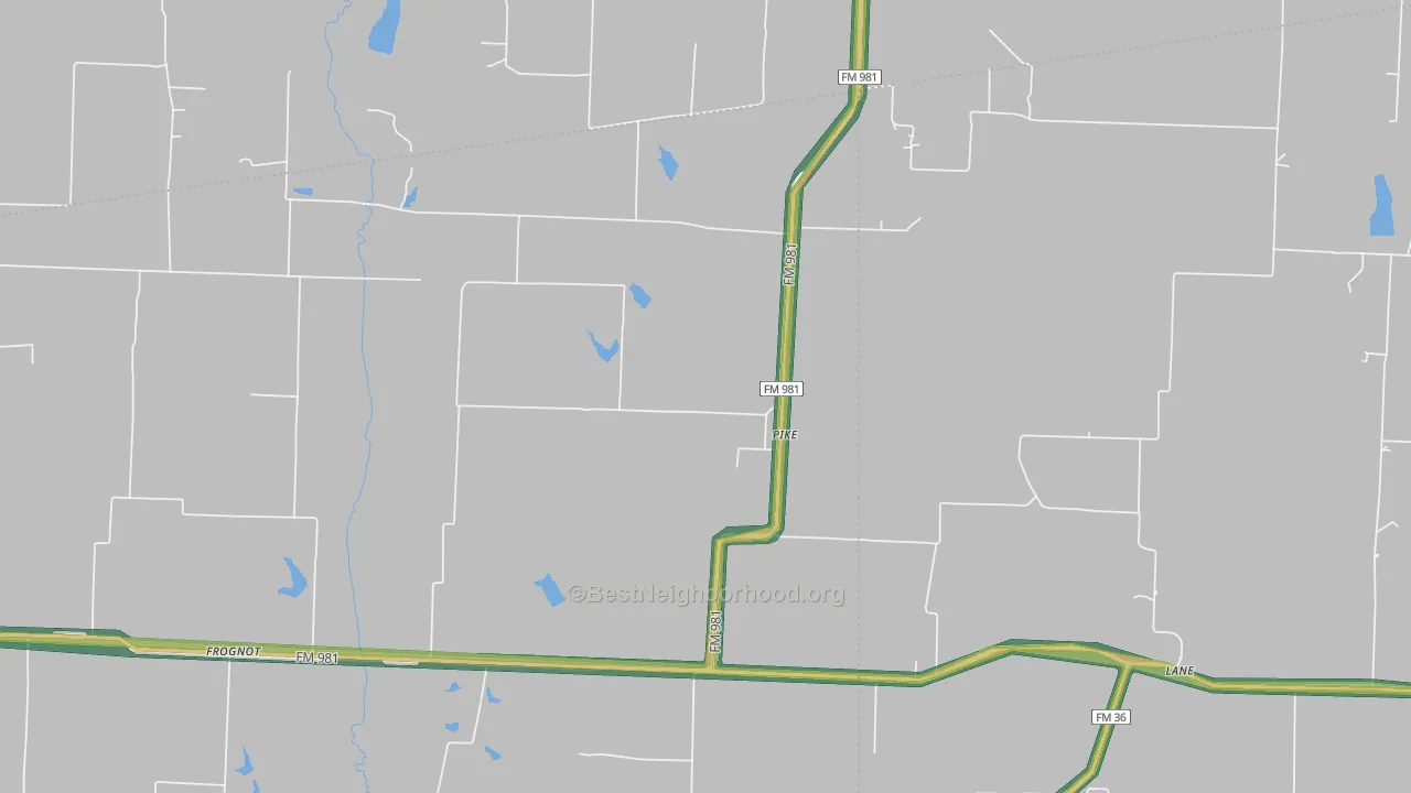Pike, TX Map of Noise Levels in Pike