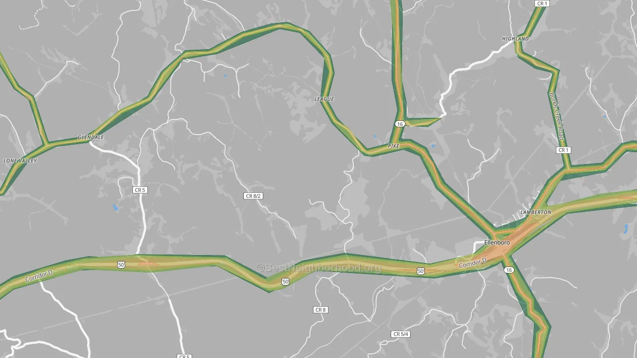 Pike, WV Map of Noise Levels in Pike
