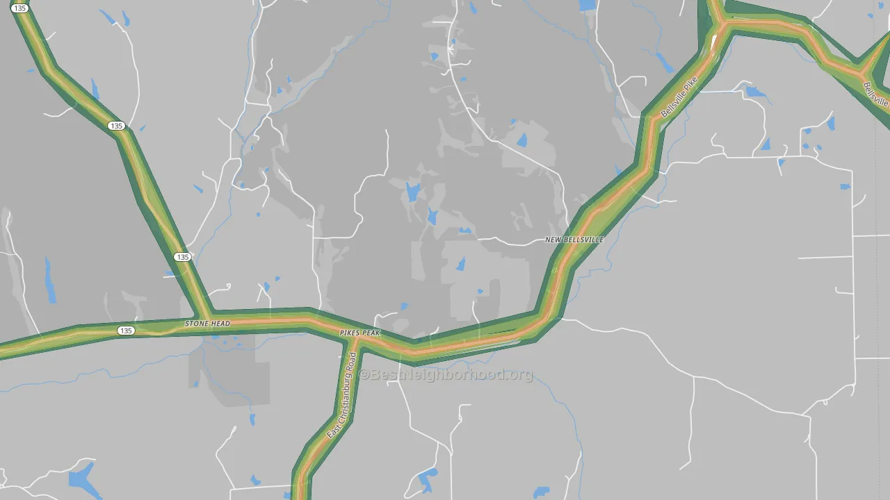 Pikes Peak, IN Map of Noise Levels in Pikes Peak