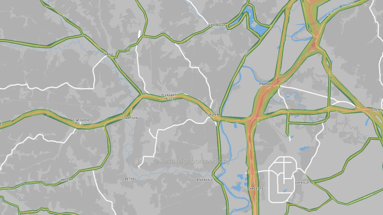 Piketon, OH Map of Noise Levels in Piketon