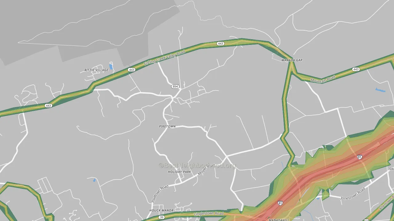Piketown, PA Map of Noise Levels in Piketown