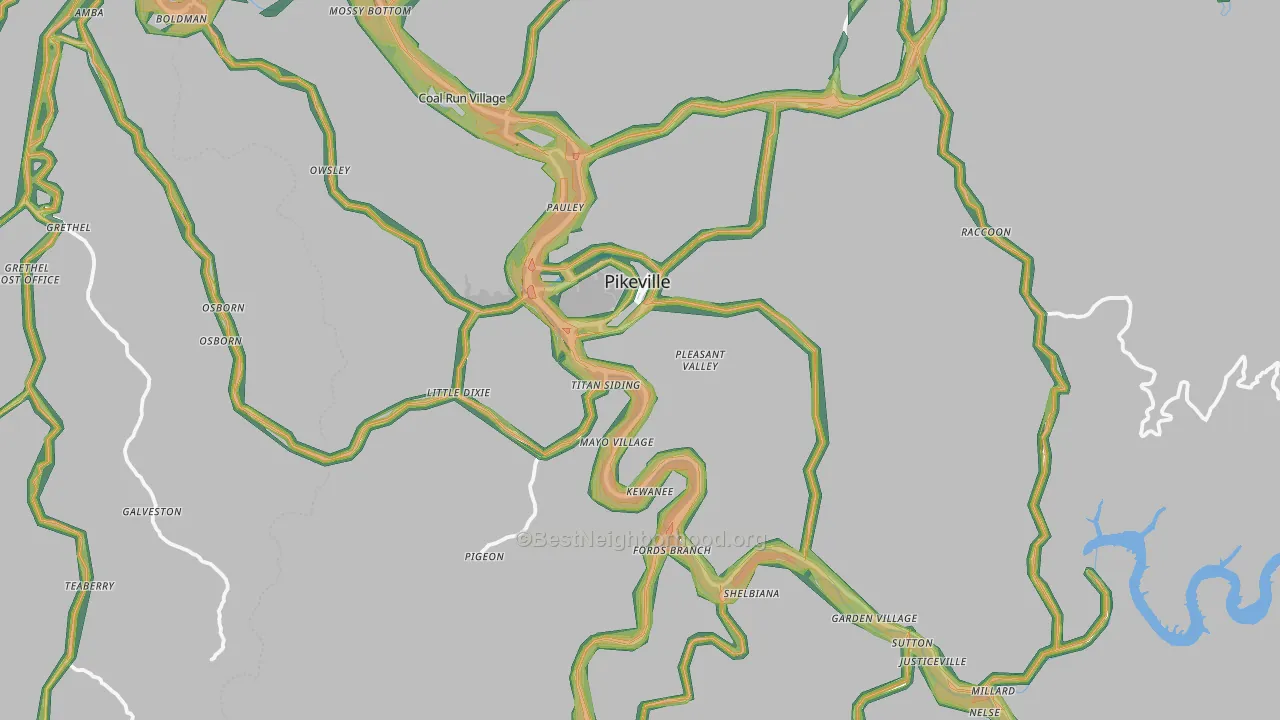 Pikeville, KY Map of Noise Levels in Pikeville