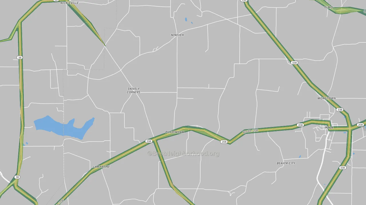 Pilgrimham, PA Map of Noise Levels in Pilgrimham