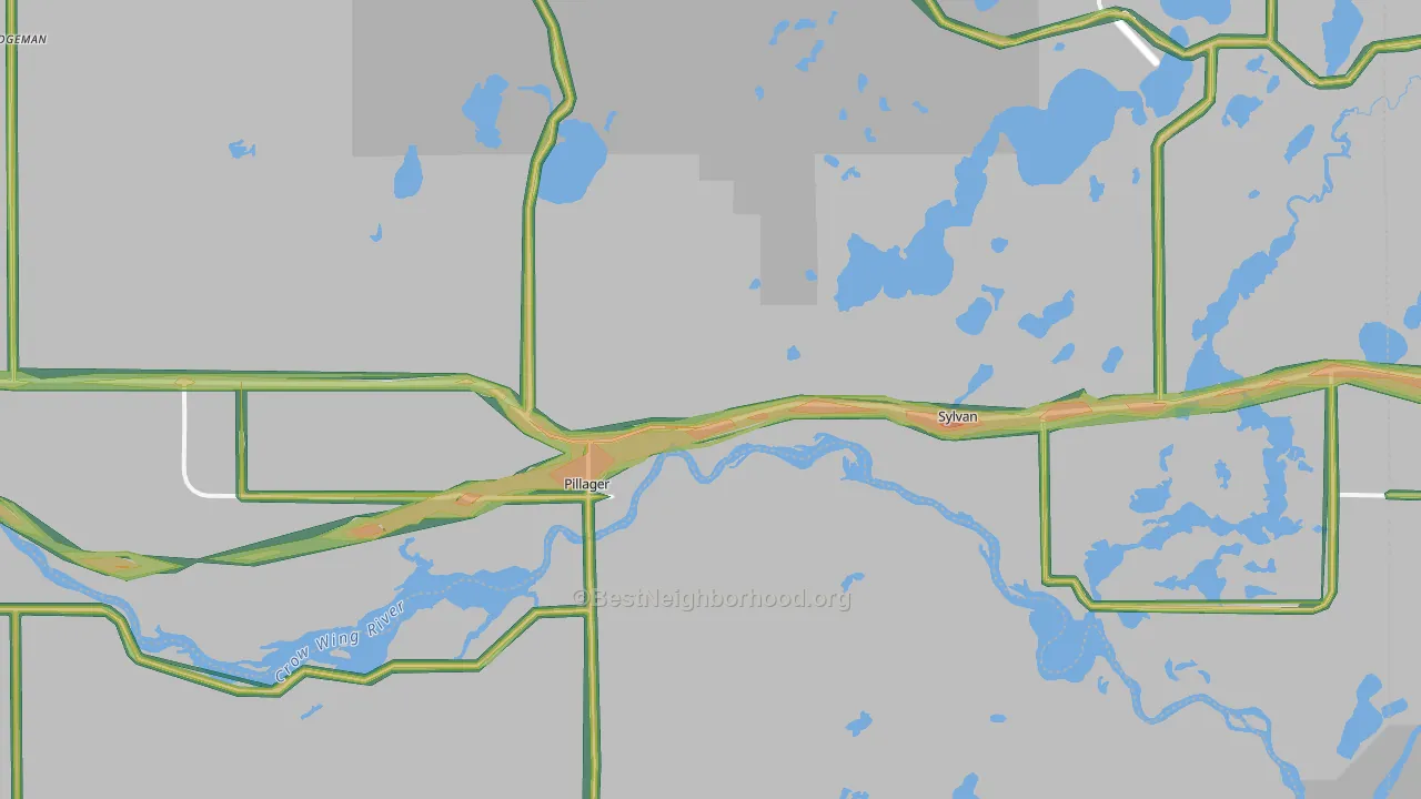 Pillager, MN Map of Noise Levels in Pillager