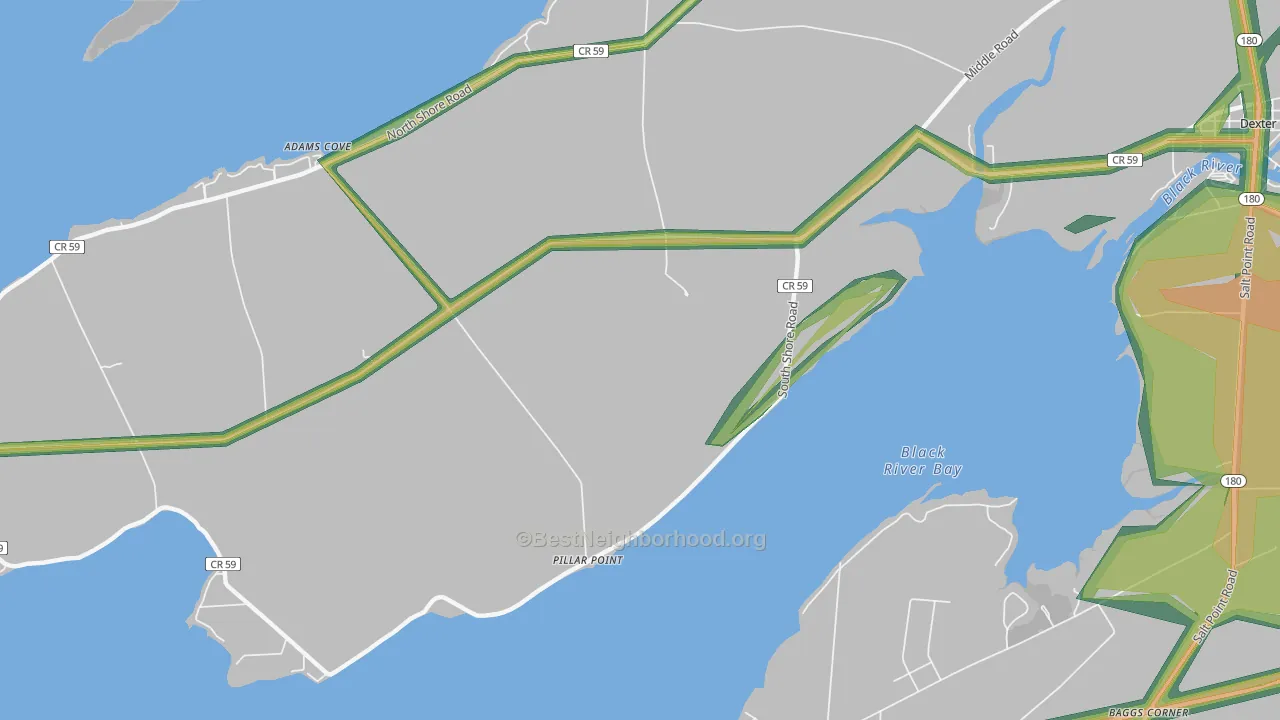 Pillar Point, NY Map of Noise Levels in Pillar Point