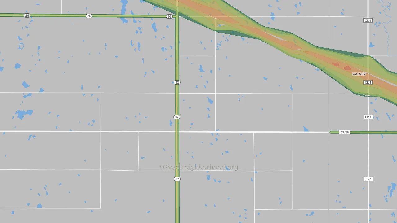 Pillsbury, ND Map of Noise Levels in Pillsbury