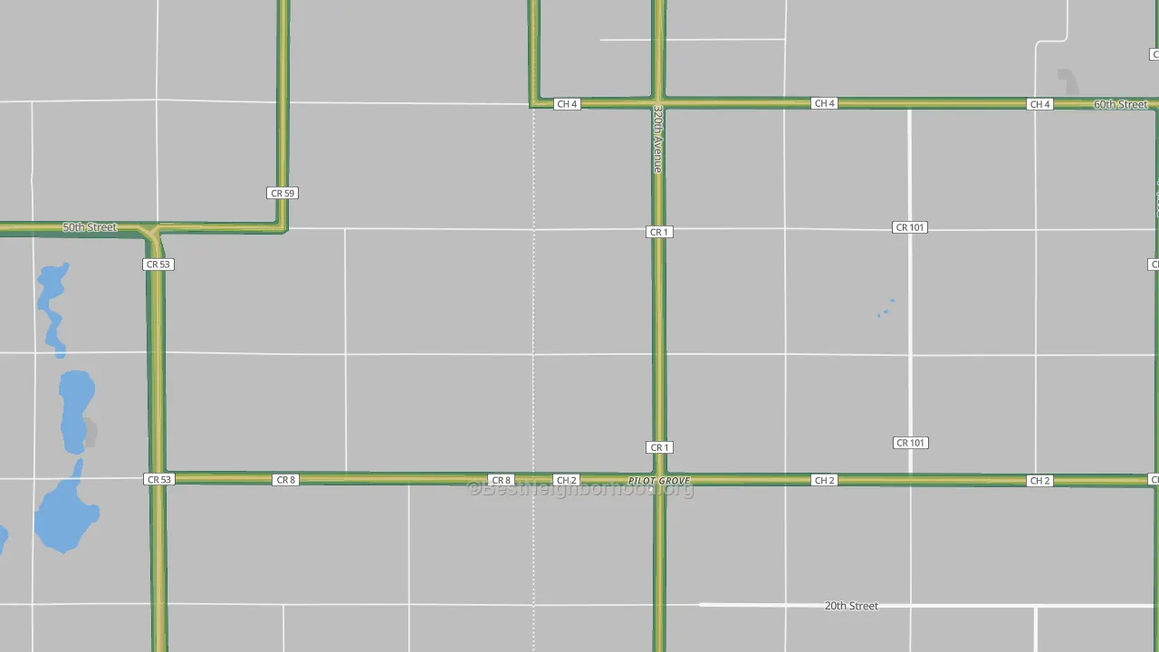 Pilot Grove, MN Map of Noise Levels in Pilot Grove