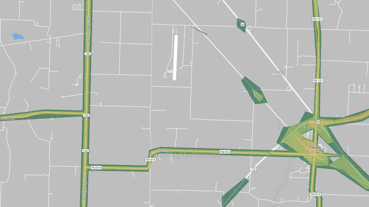 Pilot Grove, TX Map of Noise Levels in Pilot Grove
