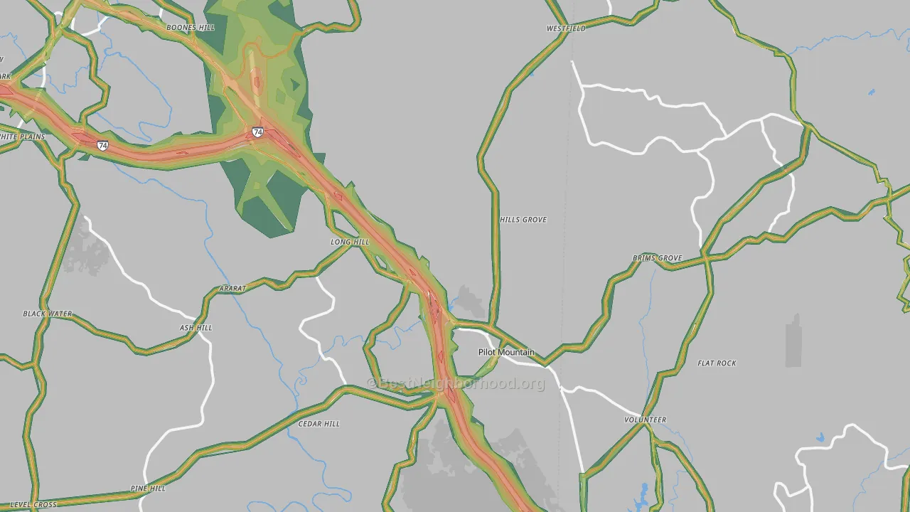 Pilot Mountain, NC Map of Noise Levels in Pilot Mountain