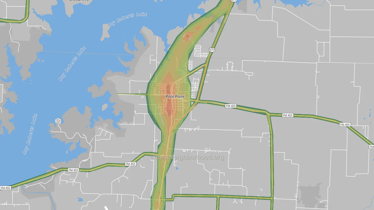 Pilot Point, TX Map of Noise Levels in Pilot Point
