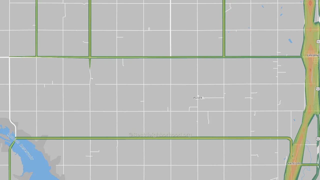 Pilsen, KS Map of Noise Levels in Pilsen